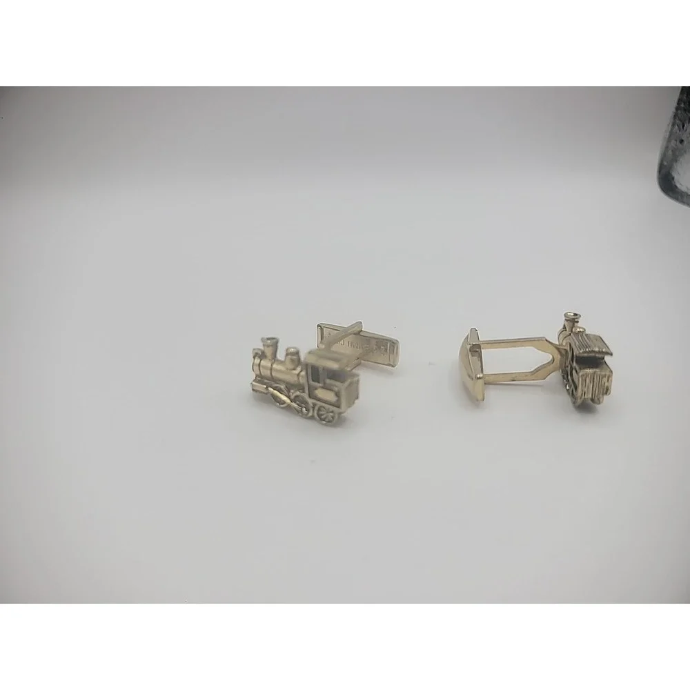 Vintage‎ Sarah Coventry Mens Train Cuff Links Gold Tone Jewelry Costume